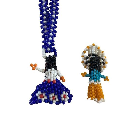 Vintage Beadwork Charm and Necklace Native Ethnic Floral - Picture 5 of 5